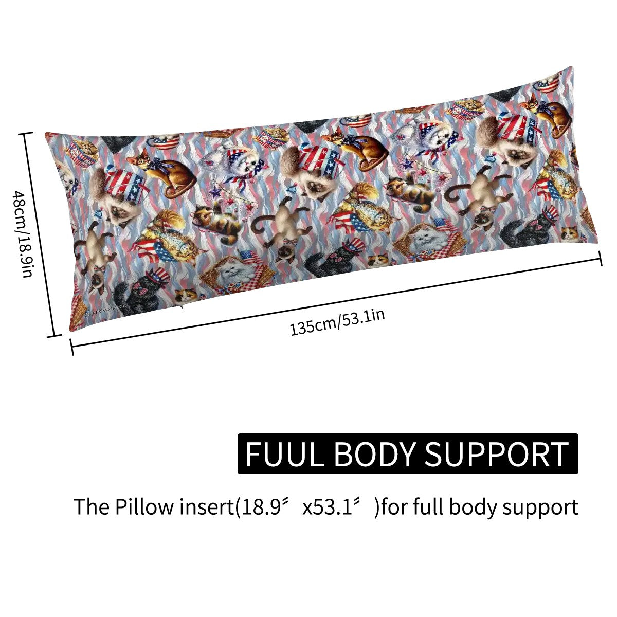 8 Patriot Designs, Long Body Pillow Case