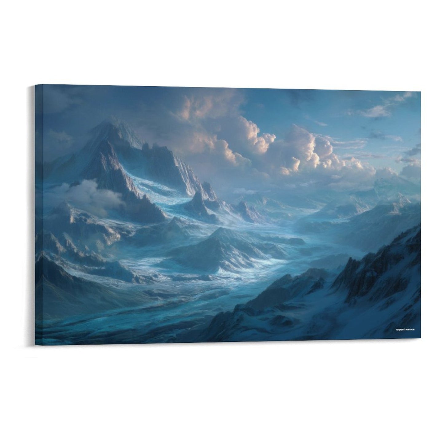 Cloudy Blue Mountains, Vintage Framed Canvas Art - 2 Sizes – Made in the USA