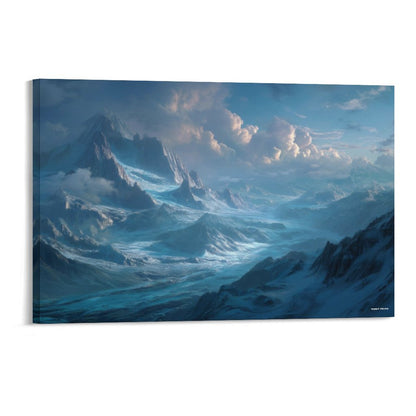 Cloudy Blue Mountains, Vintage Framed Canvas Art - 2 Sizes – Made in the USA