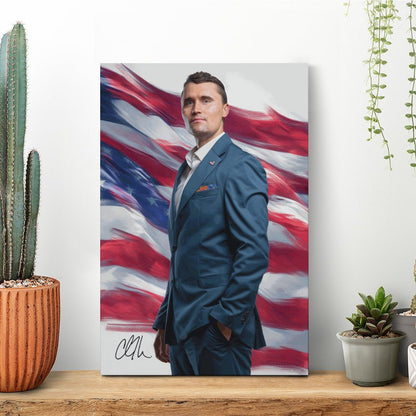 Charlie Kirk Framed Canvas Wooden Frame Wall Art Print - 2 Sizes