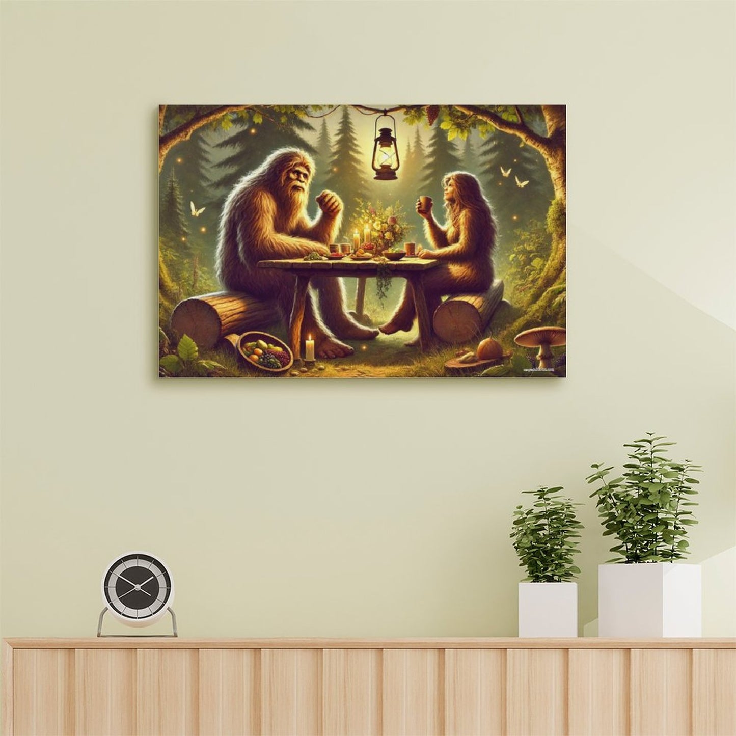 Bigfoot Sasquatch Family Image - Vintage Framed Canvas Art - 2 Sizes – Made in the USA