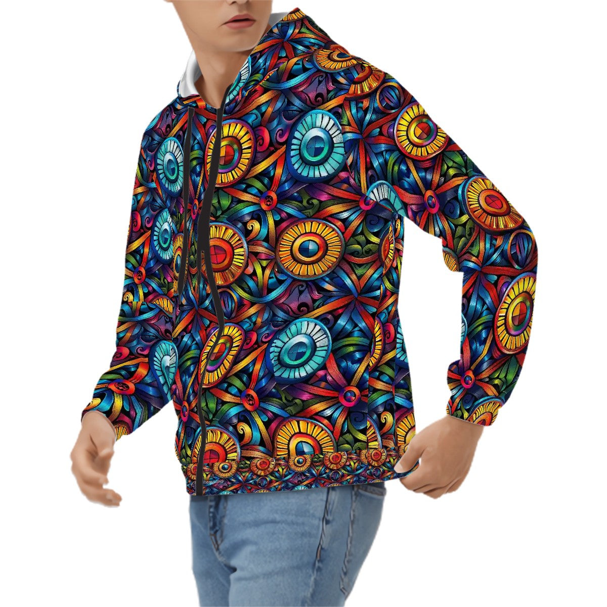 Psychedelic Designed Adult Zip Up Hoodie