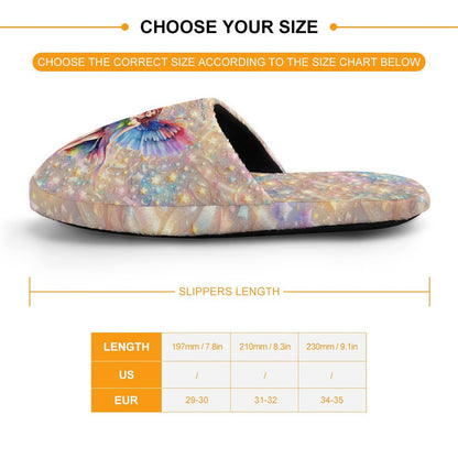 Fairy on Digital Glitter, Flannel Children's Cotton Slippers
