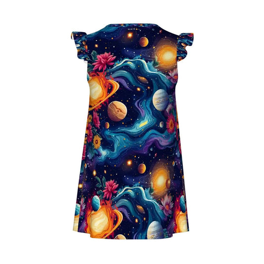 12 Galaxy Space Designs, Girl's Flutter Sleeve Nightgown