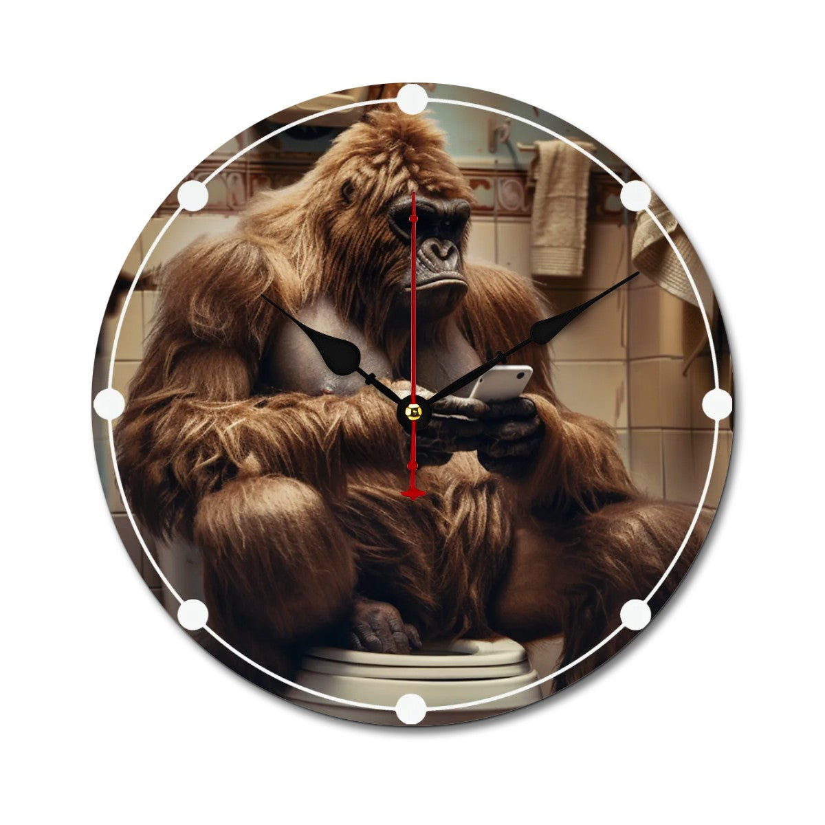 Sasquatch Bigfoot Toilet, Wooden Wall Clock
