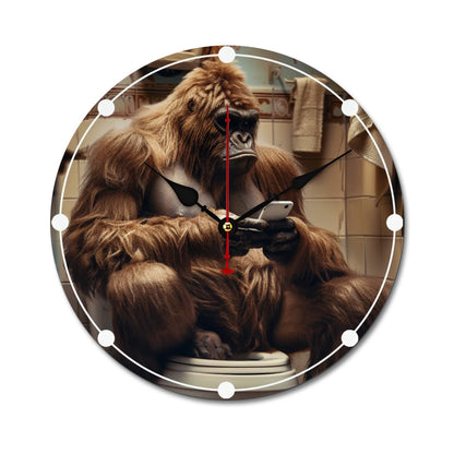 Sasquatch Bigfoot Toilet, Wooden Wall Clock