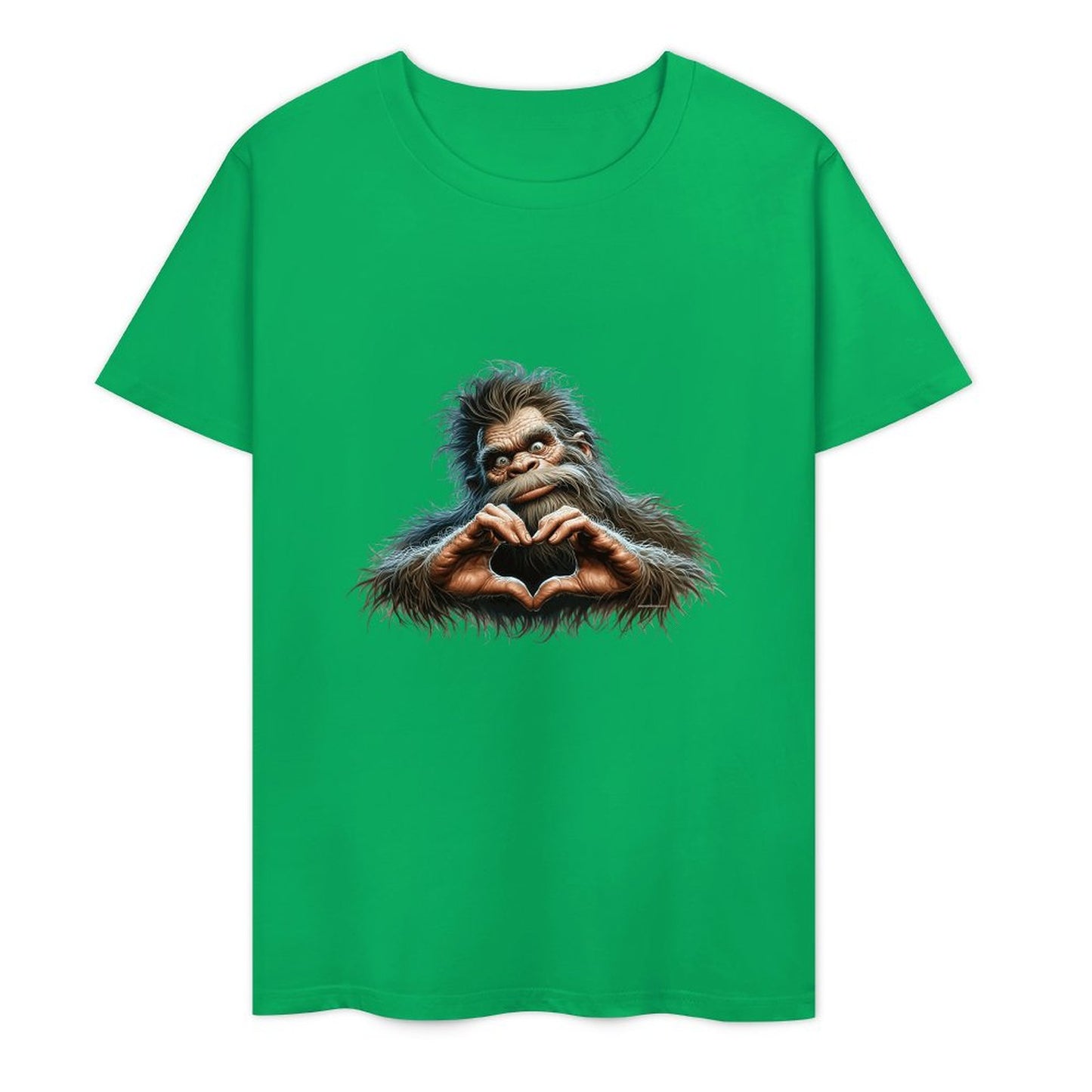 Bigfoot - Sasquatch Heart Hands Short Sleeve Cotton T-Shirt