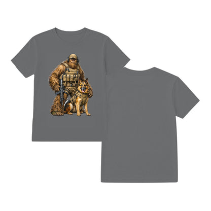 Bigfoot Sasquatch Soldier & Dog, Gildan 5000 T-Shirt