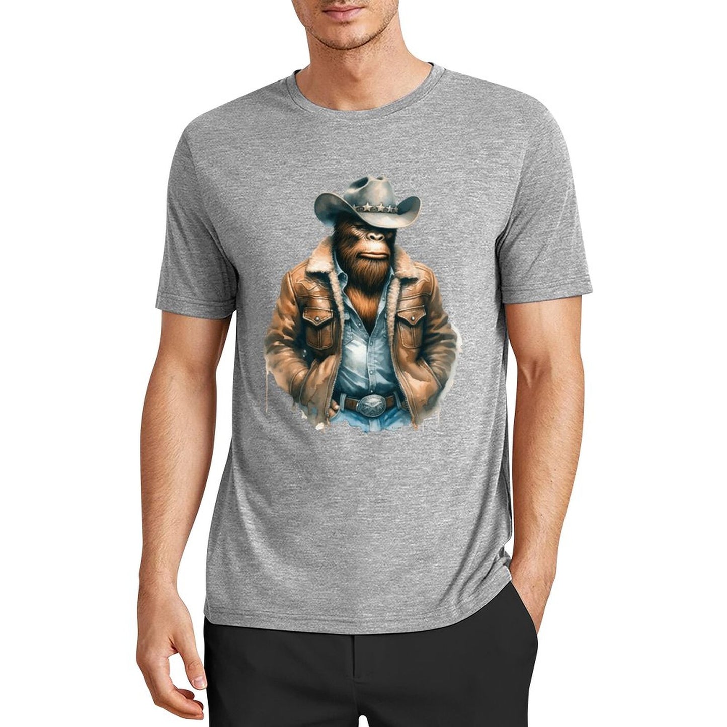 Bigfoot - Sasquatch Cowboy Short Sleeve Cotton T-Shirt