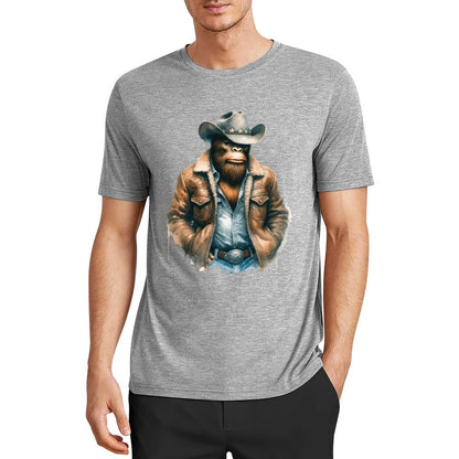 Bigfoot - Sasquatch Cowboy Short Sleeve Cotton T-Shirt