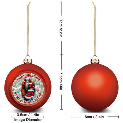 Sasquatch Santa & Sexy Gal Christmas Ball Ornaments