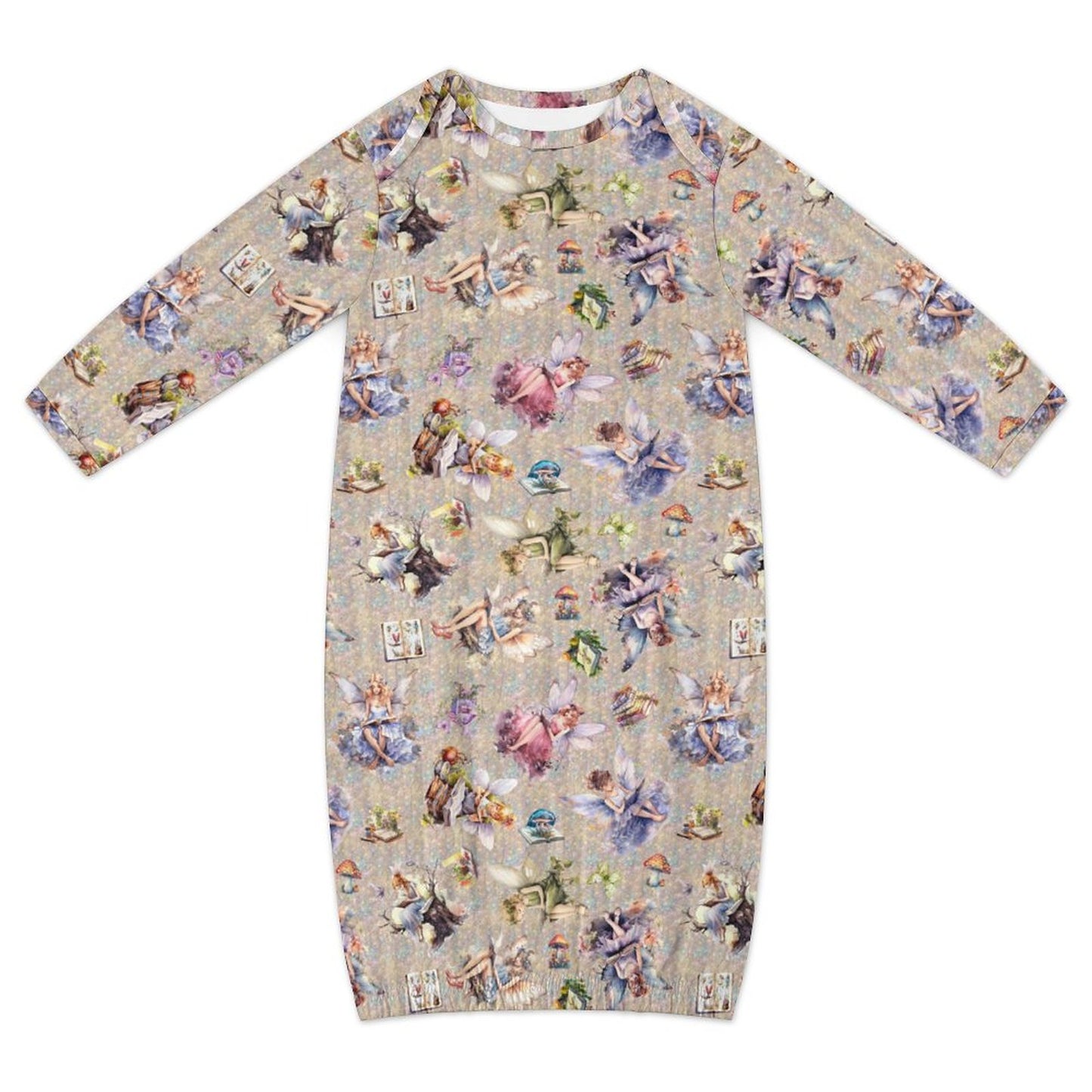 6 Fairy Designs, Baby Long Sleeve Faux Cotton Sleeper Gown
