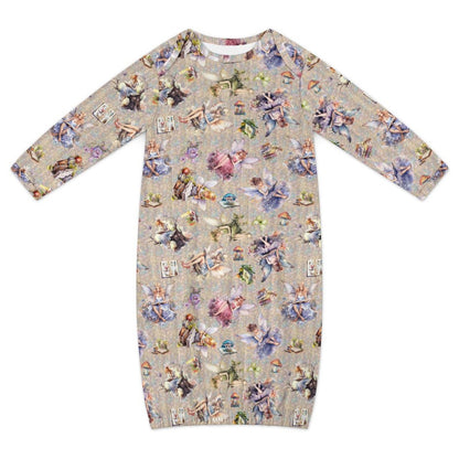 6 Fairy Designs, Baby Long Sleeve Faux Cotton Sleeper Gown