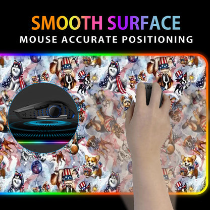 8 Patriot Designs, Wireless Charging Gaming Mouse Pads / Mat With Lights - 2 Sizes