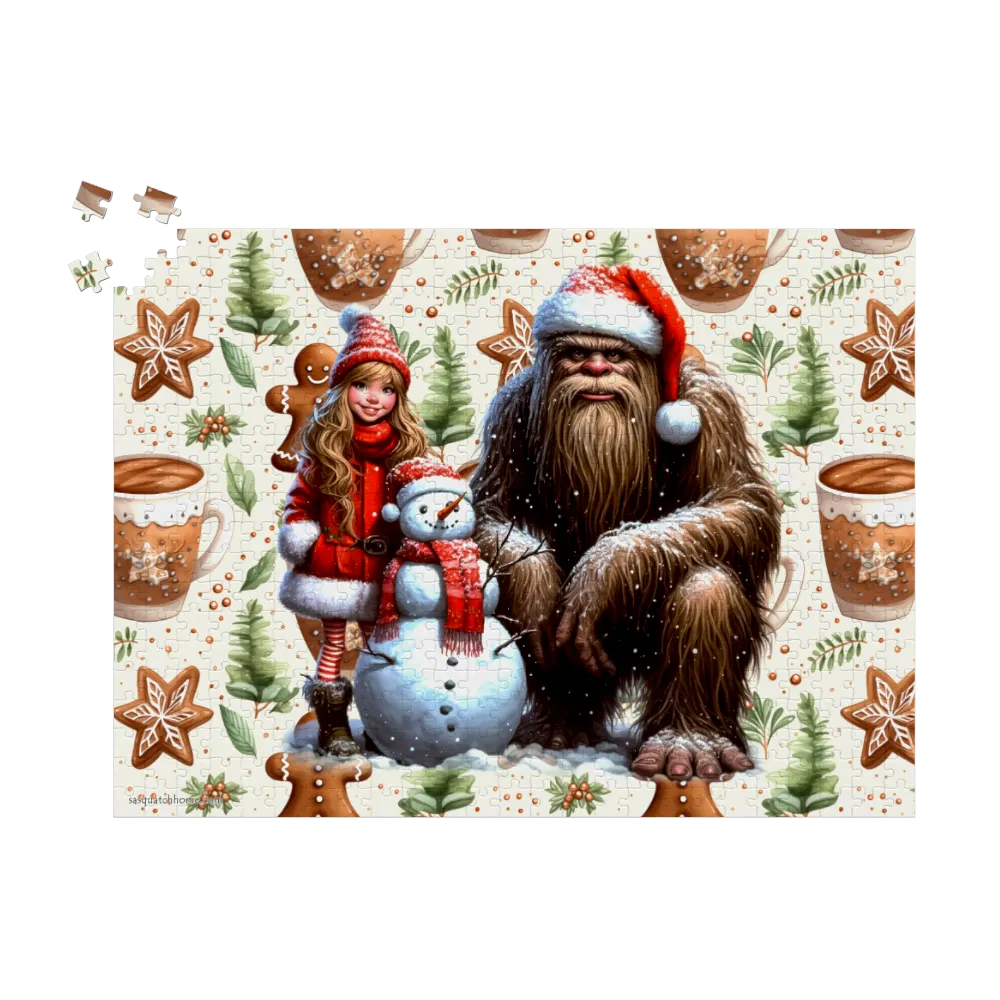 Santa Sasquatch / Bigfoot Snowman, Jigsaw Puzzles, 4 Sizes