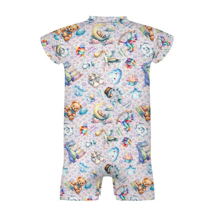 Welcome Baby, Faux Cotton Short Sleeve Baby Bodysuit Romper