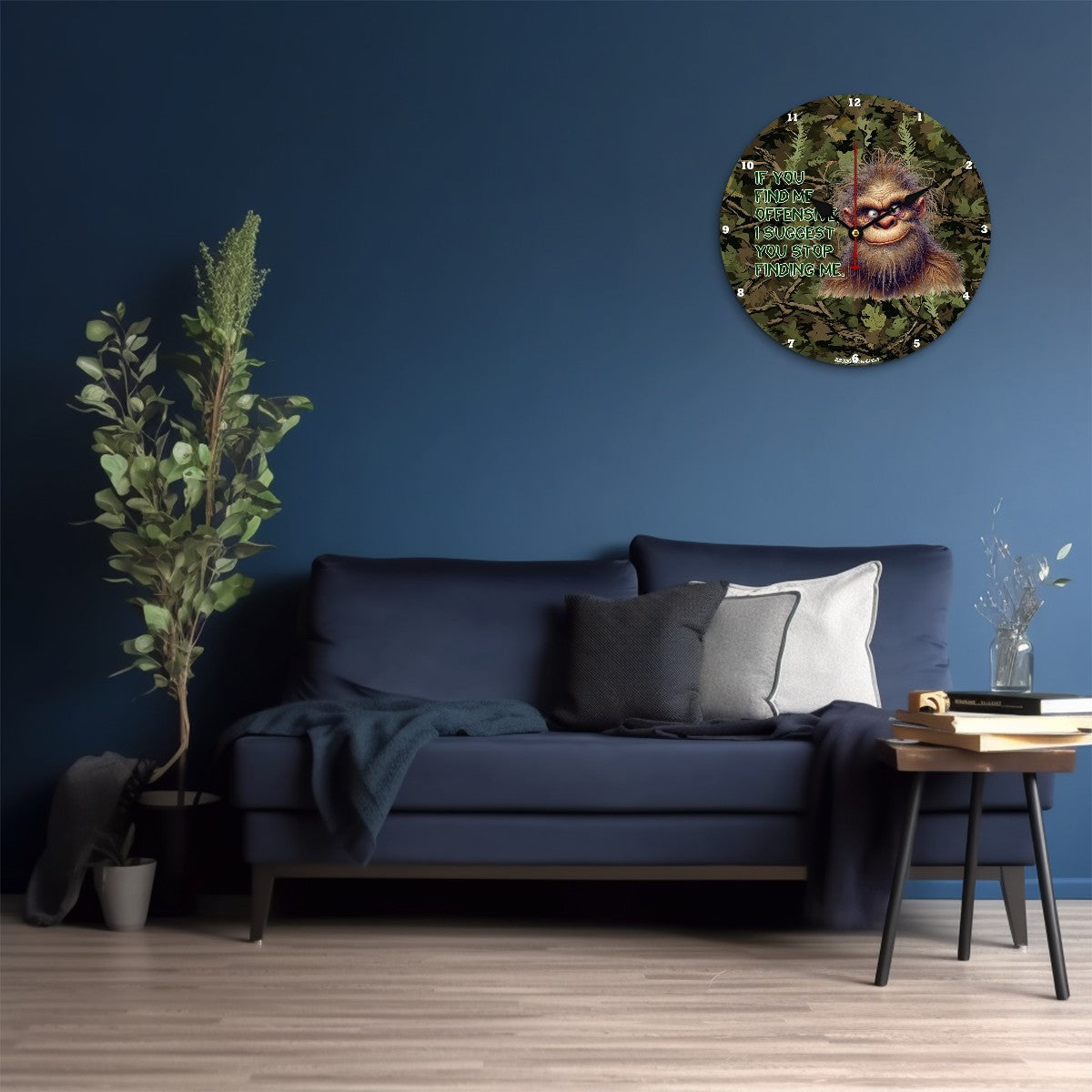 Bigfoot Sasquatch "If you find me..", Wooden Wall Clock