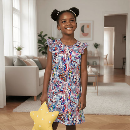 8 Patriot Designs, Girl's Flutter Sleeve Nightgown