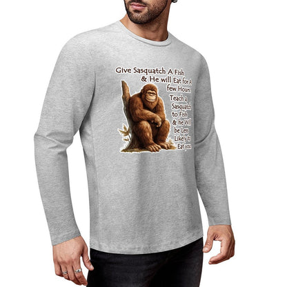Bigfoot - Sasquatch "Give Sasquatch A Fish..",  Cotton Unisex Long Sleeve T-shirt