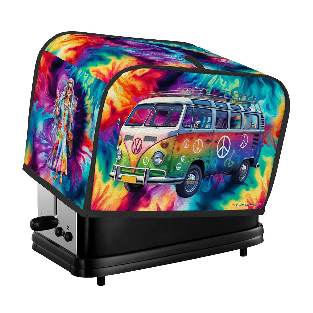 Hippie Couple on Tie Dye, 2 Slice Toaster Cover