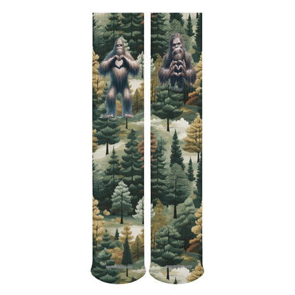 Bigfoot / Sasquatch LOVE, 15.5 Inch Tube Socks