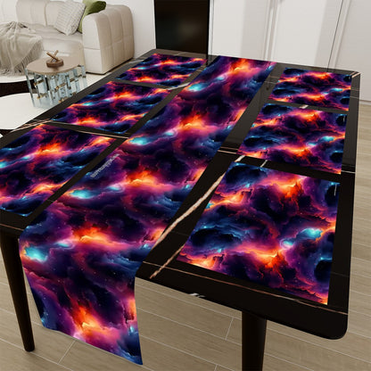 12 Galaxy / Outer Space Designs, Table Runner Placemat Set 7 Pieces