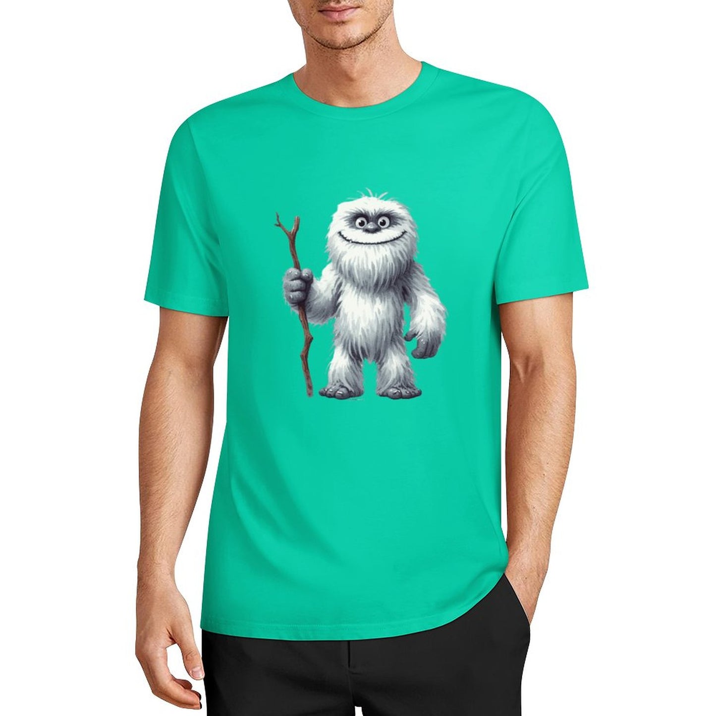 Bigfoot - Sasquatch Yeti Stick Short Sleeve Cotton T-Shirt