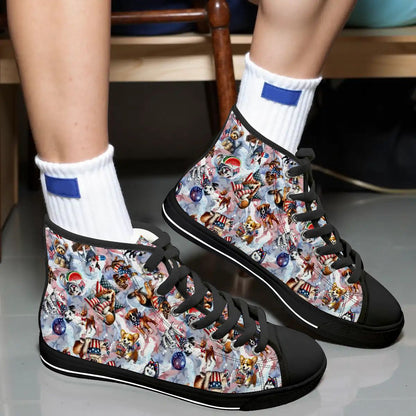 8 Patriot Designs, Women's High Top Canvas Shoes