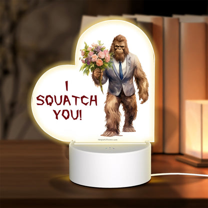 I Squatch You Bigfoot Sasquatch Heart Shaped Acrylic Night Light, gift, decor