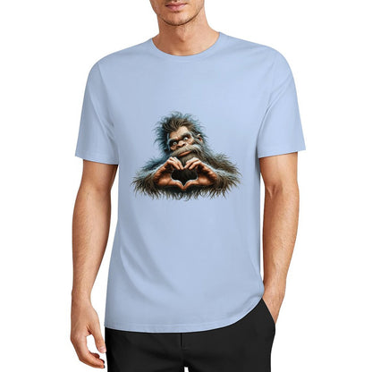 Bigfoot - Sasquatch Heart Hands Short Sleeve Cotton T-Shirt