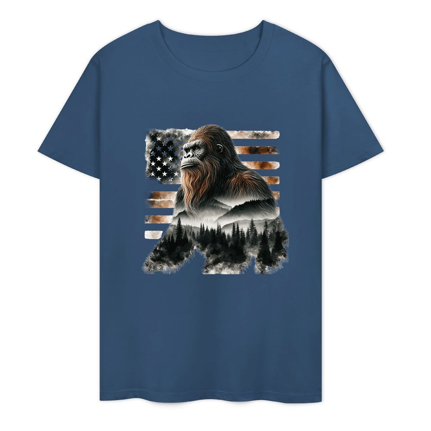 Bigfoot - Sasquatch Scenery Short Sleeve Cotton T-Shirt