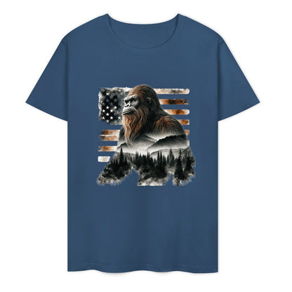 Bigfoot - Sasquatch Scenery Short Sleeve Cotton T-Shirt