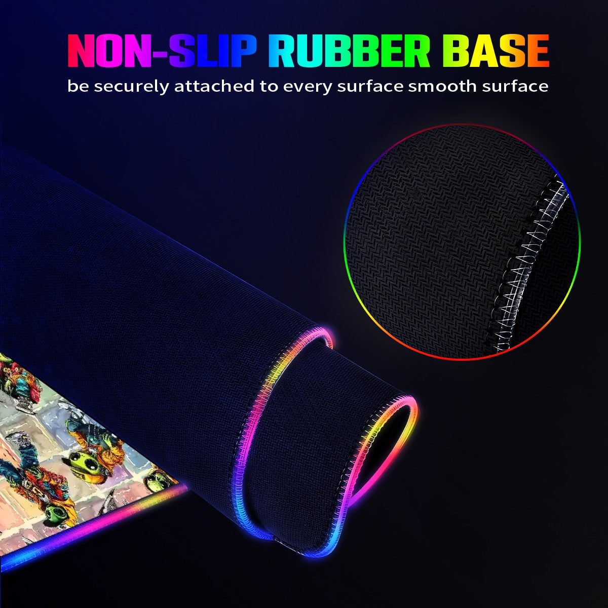 6 Alien Designs, Wireless Charging Gaming Mouse Pads / Mat With Lights - 2 Sizes