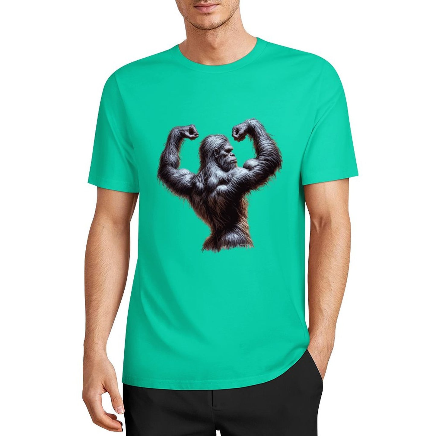 Bigfoot - Sasquatch Double Muscle Short Sleeve Cotton T-Shirt