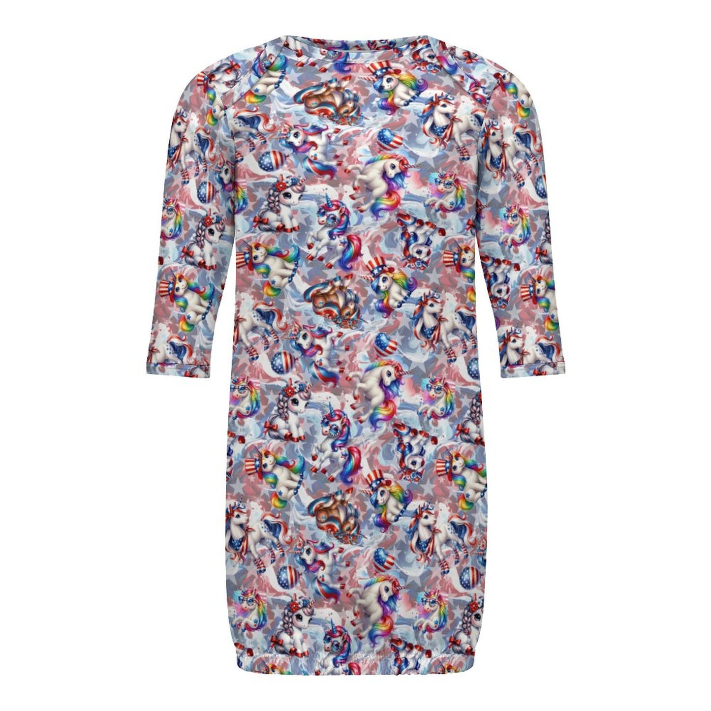 8 Patriotic Designs, Baby Long Sleeve Faux Cotton Sleeper Gown