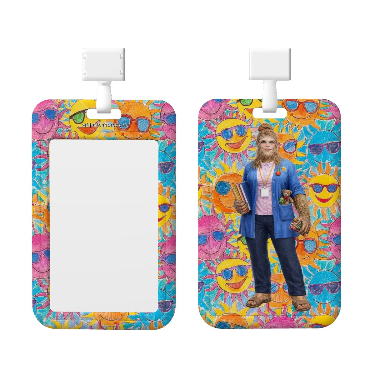 Sasquatch Bigfoot Teacher, Durable Double Sided Badge Holder