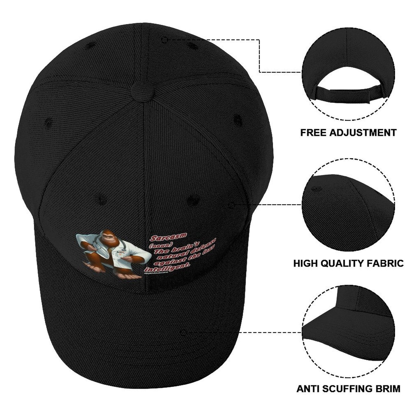 “Sarcastic Sasquatch” Series Polyester Baseball Caps – “Sarcasm…”