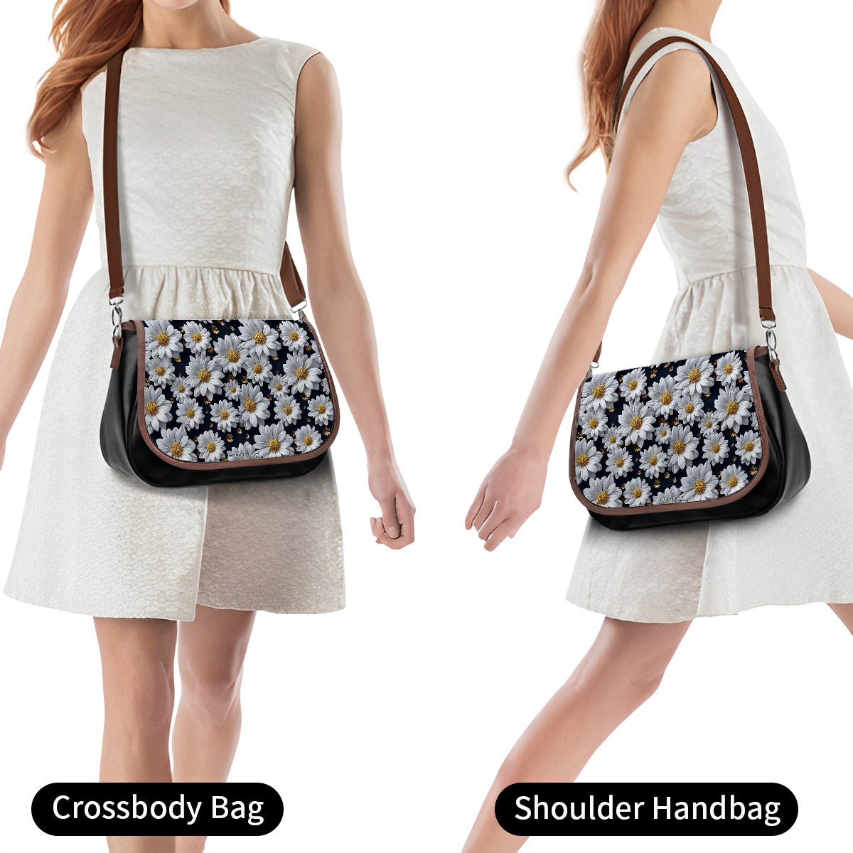 10 Flower Designs, Leather Shoulder Bag / Purse