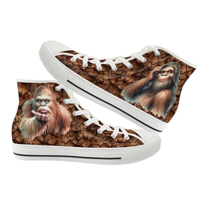 Female Bigfoot Sasquatch, Women's High Top Canvas Shoes