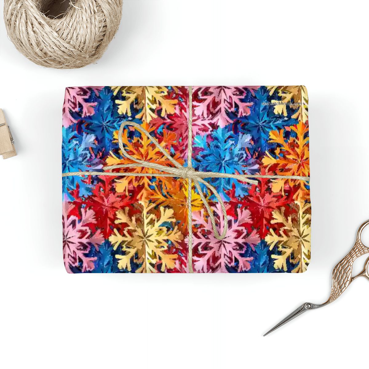 Psychedelic Snow Flakes 3 Pack Gift Wrapping Paper Sheets