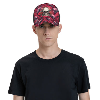 Skulls on Roses, Baseball Cap, Polyester Twill