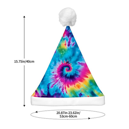 19 Tie Dye Designs, Adult Plush Santa Hat with Light