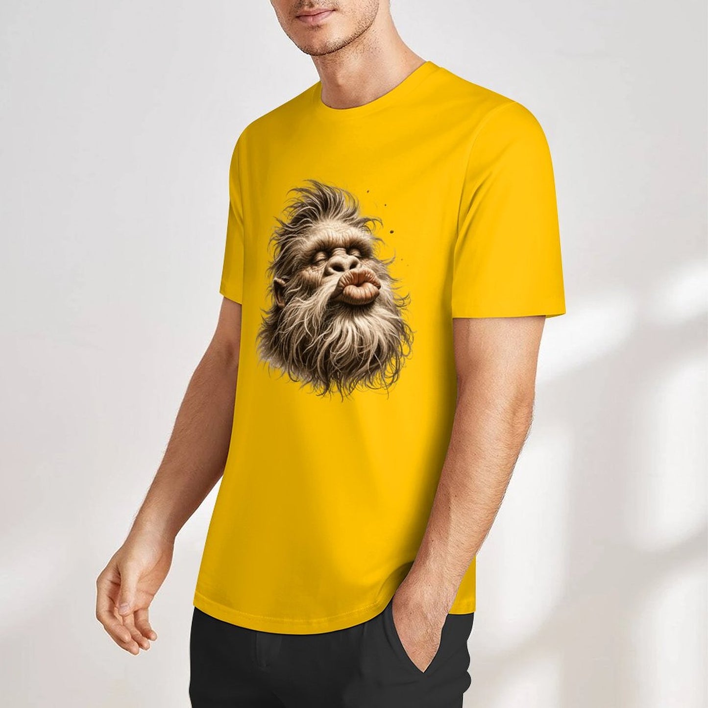 Bigfoot - Sasquatch Kissy Face Short Sleeve Cotton T-Shirt