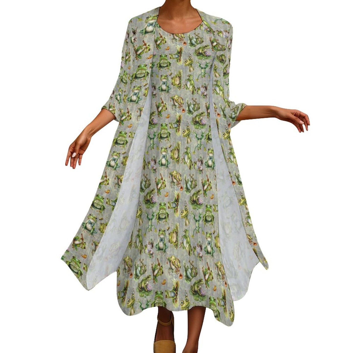 10 Animal Designs Women’s Long Dress with Cardigan