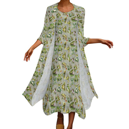 10 Animal Designs Women’s Long Dress with Cardigan