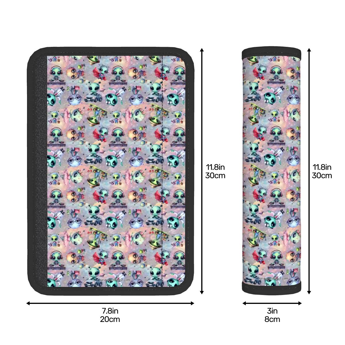 6 Alien Designs, Seat Belt Cover Pad For Adults 2 Pcs