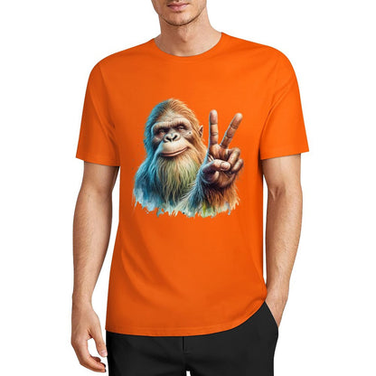 Bigfoot - Sasquatch Peace Sign Short Sleeve Cotton T-Shirt