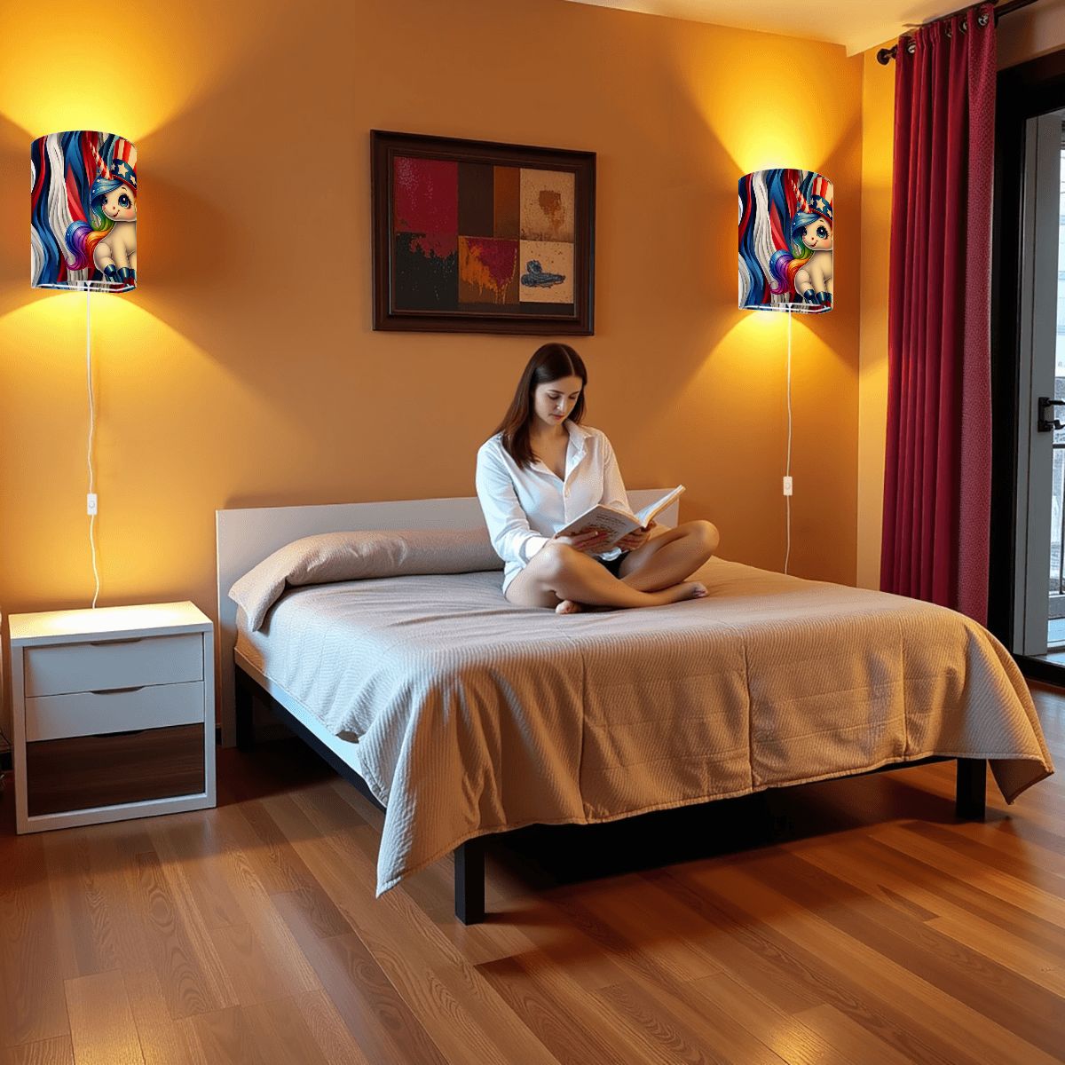 Patriot Unicorns, Wall Sconces, Set of 2, Plug In