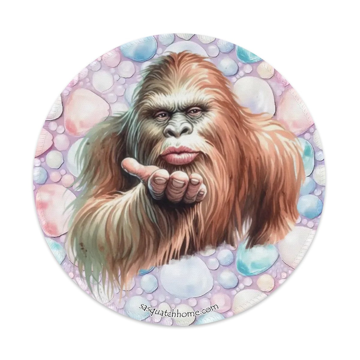 8” Round Mouse pad, Bigfoot / Sasquatch – Anti slip rubber –