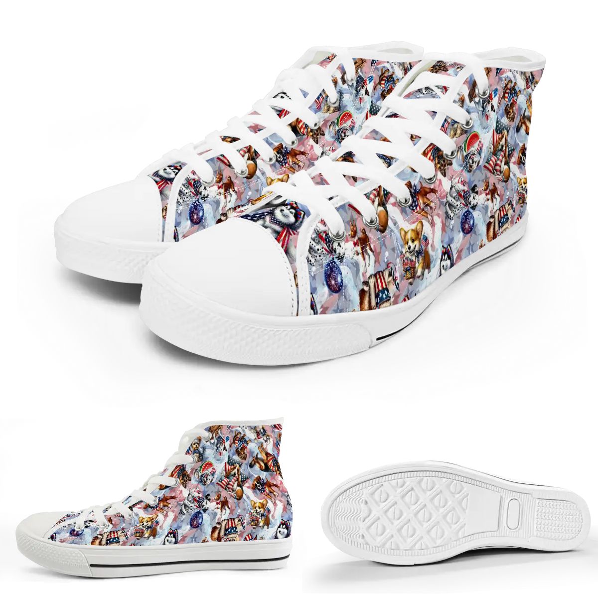 8 Patriot Designs, Women's High Top Canvas Shoes